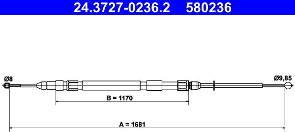 ATE 24.3727-0236.2 - Trose, Stāvbremžu sistēma www.autospares.lv