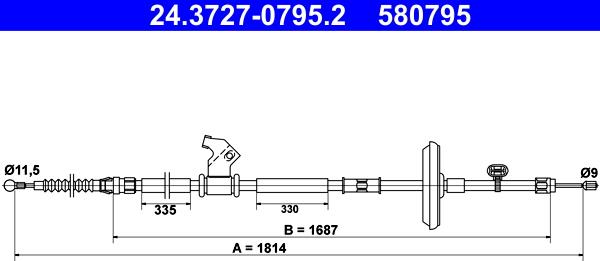 ATE 24.3727-0795.2 - Trose, Stāvbremžu sistēma www.autospares.lv