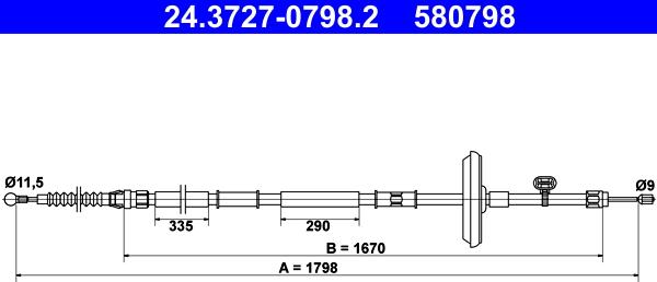 ATE 24.3727-0798.2 - Trose, Stāvbremžu sistēma www.autospares.lv