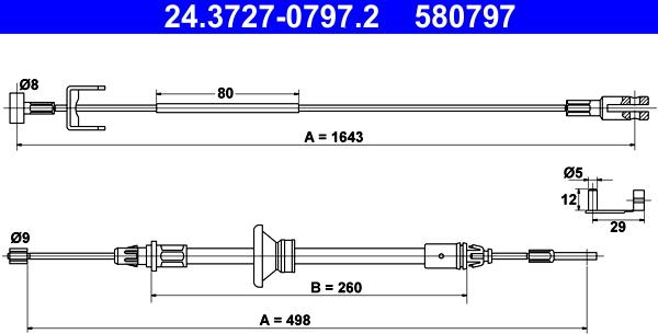 ATE 24.3727-0797.2 - Cable, parking brake www.autospares.lv