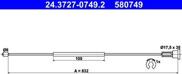 ATE 24.3727-0749.2 - Trose, Stāvbremžu sistēma www.autospares.lv