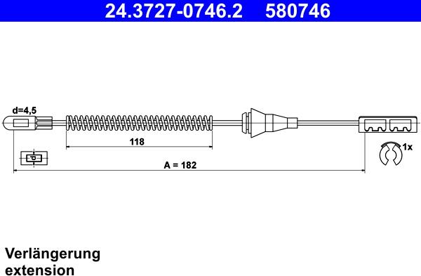 ATE 24.3727-0746.2 - Trose, Stāvbremžu sistēma www.autospares.lv