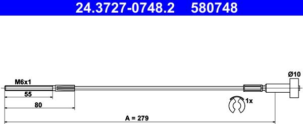 ATE 24.3727-0748.2 - Trose, Stāvbremžu sistēma www.autospares.lv