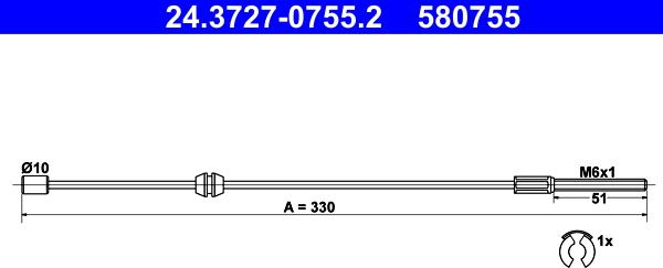 ATE 24.3727-0755.2 - Trose, Stāvbremžu sistēma www.autospares.lv