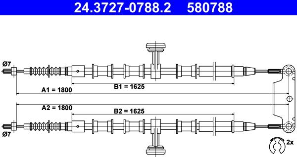 ATE 24.3727-0788.2 - Trose, Stāvbremžu sistēma www.autospares.lv