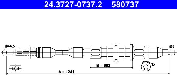 ATE 24.3727-0737.2 - Trose, Stāvbremžu sistēma www.autospares.lv