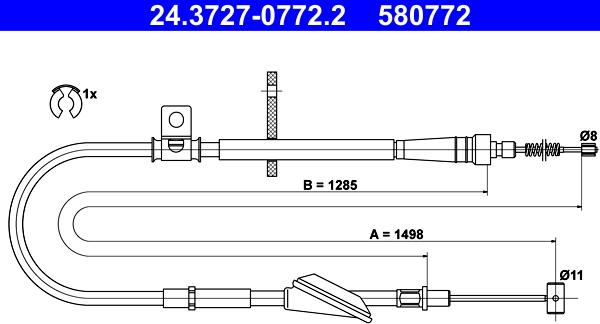 ATE 24.3727-0772.2 - Trose, Stāvbremžu sistēma www.autospares.lv