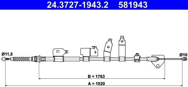 ATE 24.3727-1943.2 - Trose, Stāvbremžu sistēma www.autospares.lv