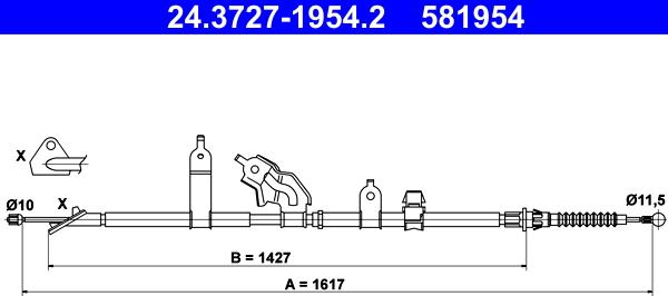 ATE 24.3727-1954.2 - Trose, Stāvbremžu sistēma www.autospares.lv