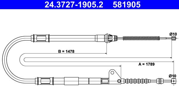 ATE 24.3727-1905.2 - Cable, parking brake www.autospares.lv