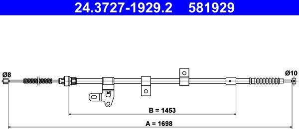 ATE 24.3727-1929.2 - Trose, Stāvbremžu sistēma www.autospares.lv