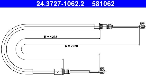 ATE 24.3727-1062.2 - Trose, Stāvbremžu sistēma www.autospares.lv