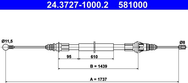 ATE 24.3727-1000.2 - Trose, Stāvbremžu sistēma www.autospares.lv