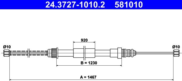 ATE 24.3727-1010.2 - Trose, Stāvbremžu sistēma www.autospares.lv