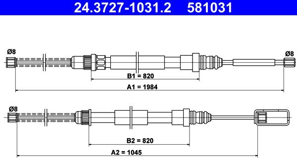 ATE 24.3727-1031.2 - Trose, Stāvbremžu sistēma www.autospares.lv