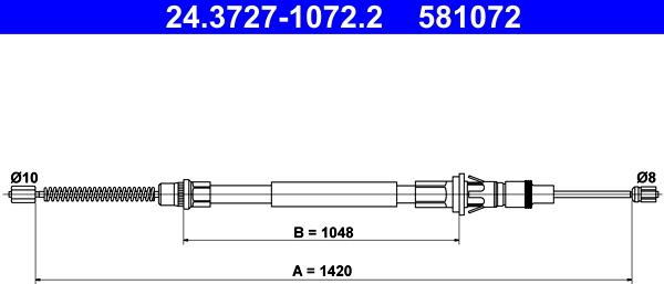 ATE 24.3727-1072.2 - Trose, Stāvbremžu sistēma www.autospares.lv