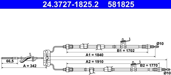 ATE 24.3727-1825.2 - Trose, Stāvbremžu sistēma www.autospares.lv