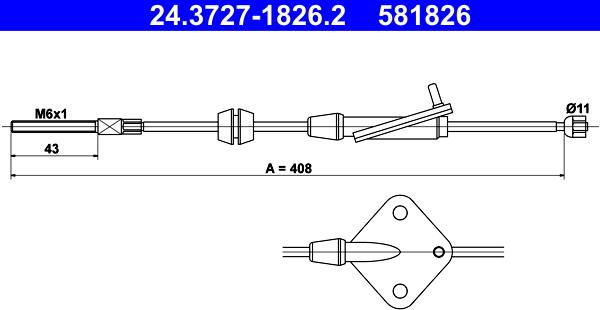 ATE 24.3727-1826.2 - Trose, Stāvbremžu sistēma www.autospares.lv