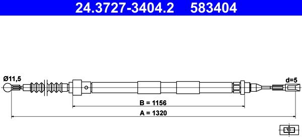 ATE 24.3727-3404.2 - Тросик, cтояночный тормоз www.autospares.lv