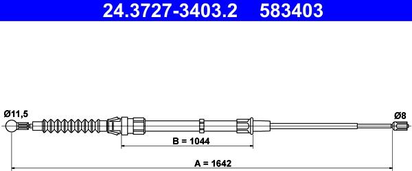 ATE 24.3727-3403.2 - Trose, Stāvbremžu sistēma www.autospares.lv