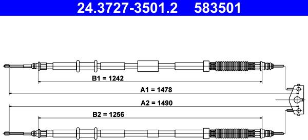 ATE 24.3727-3501.2 - Trose, Stāvbremžu sistēma www.autospares.lv