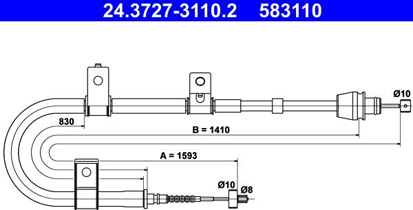 ATE 24.3727-3110.2 - Trose, Stāvbremžu sistēma autospares.lv