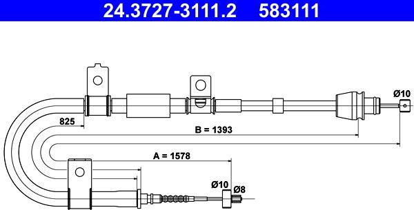 ATE 24.3727-3111.2 - Trose, Stāvbremžu sistēma autospares.lv