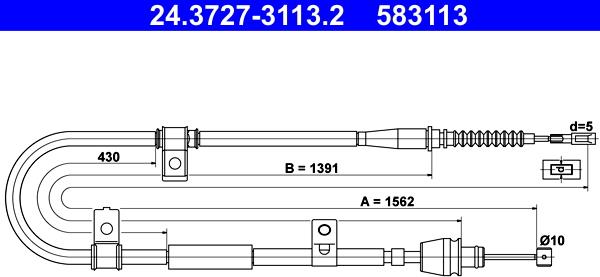 ATE 24.3727-3113.2 - Trose, Stāvbremžu sistēma autospares.lv