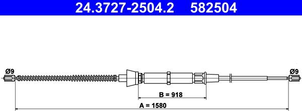 ATE 24.3727-2504.2 - Trose, Stāvbremžu sistēma www.autospares.lv