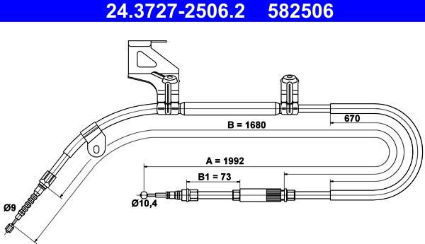 ATE 24.3727-2506.2 - Trose, Stāvbremžu sistēma www.autospares.lv