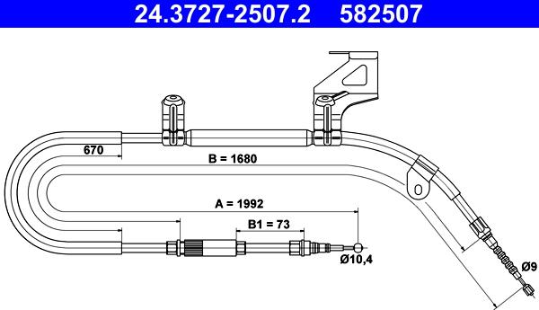 ATE 24.3727-2507.2 - Trose, Stāvbremžu sistēma www.autospares.lv