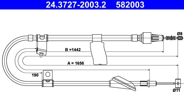 ATE 24.3727-2003.2 - Trose, Stāvbremžu sistēma www.autospares.lv