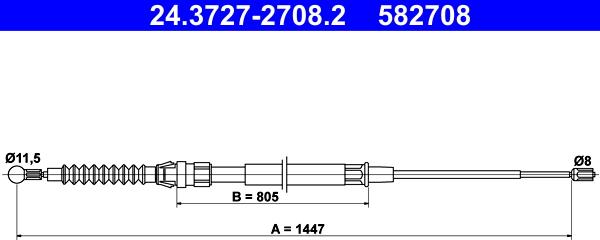 ATE 24.3727-2708.2 - Trose, Stāvbremžu sistēma www.autospares.lv