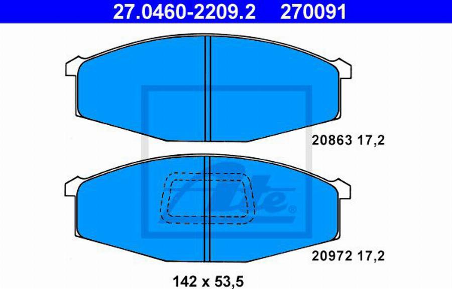 ATE 270091 - Bremžu uzliku kompl., Disku bremzes autospares.lv