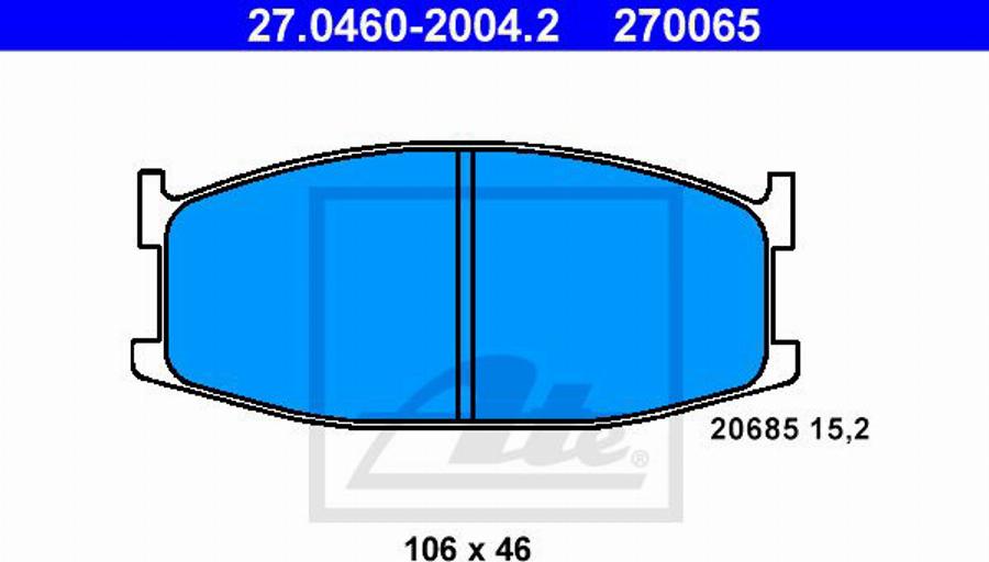 ATE 270065 - Bremžu uzliku kompl., Disku bremzes www.autospares.lv