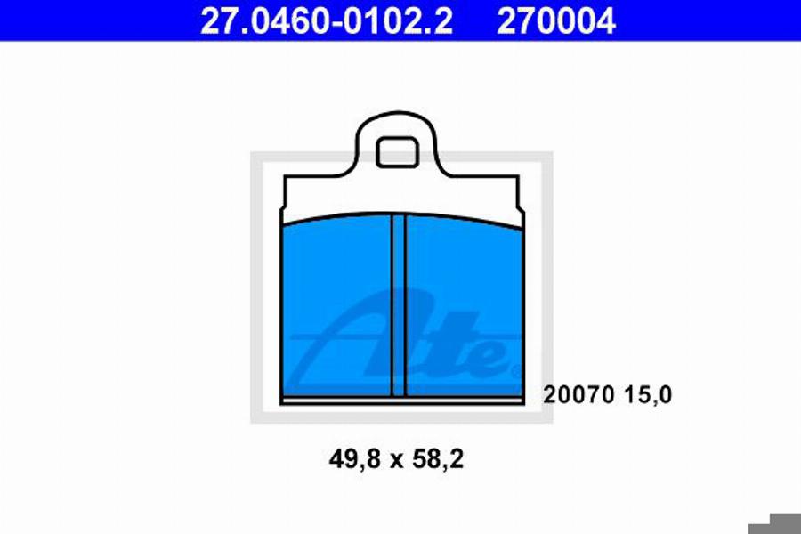 ATE 270004 - Тормозные колодки, дисковые, комплект www.autospares.lv