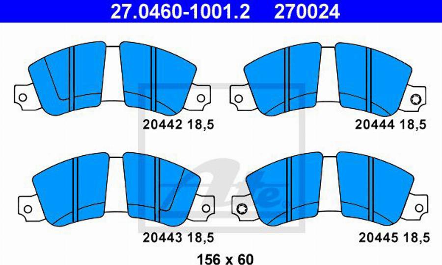 ATE 270024 - Bremžu uzliku kompl., Disku bremzes www.autospares.lv