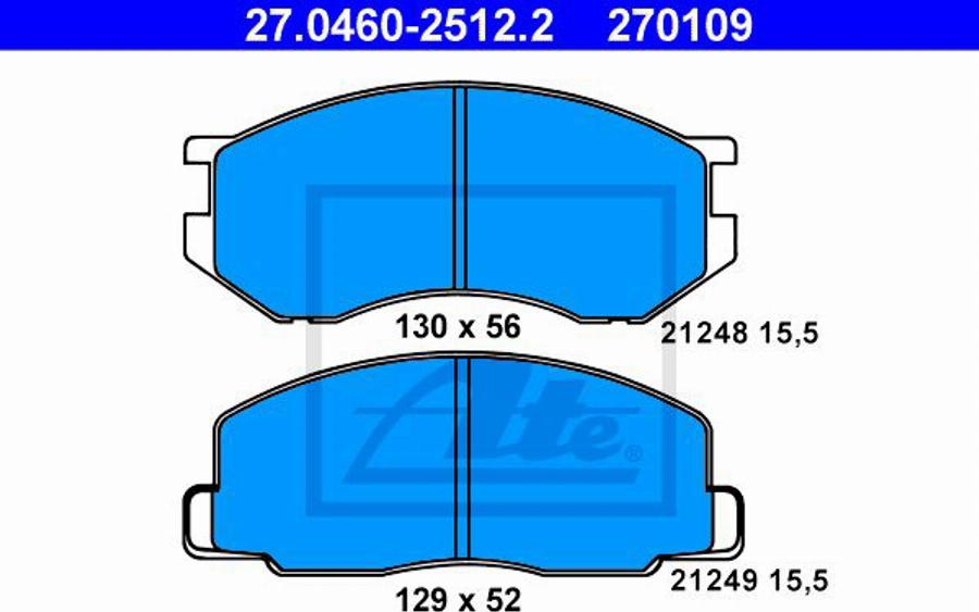 ATE 270109 - Brake Pad Set, disc brake www.autospares.lv