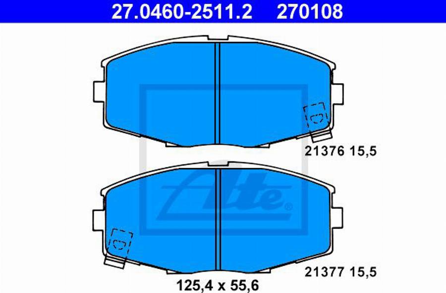 ATE 270108 - Bremžu uzliku kompl., Disku bremzes www.autospares.lv