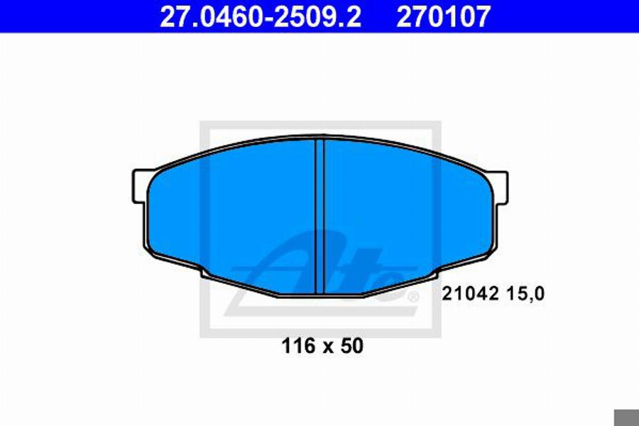 ATE 270107 - Bremžu uzliku kompl., Disku bremzes www.autospares.lv