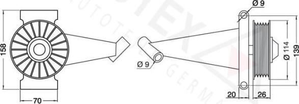 Autex 651175 - Ролик, поликлиновый ремень www.autospares.lv