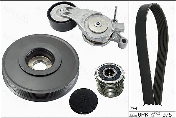 Autex 702866 - Поликлиновый ременный комплект www.autospares.lv