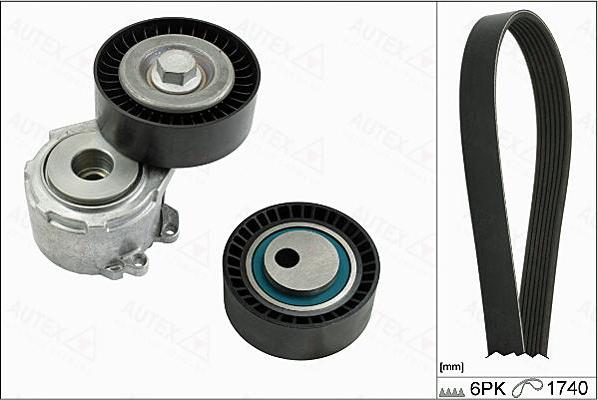 Autex 702814 - Поликлиновый ременный комплект www.autospares.lv