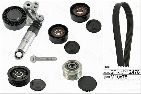 Autex 702882 - Поликлиновый ременный комплект www.autospares.lv