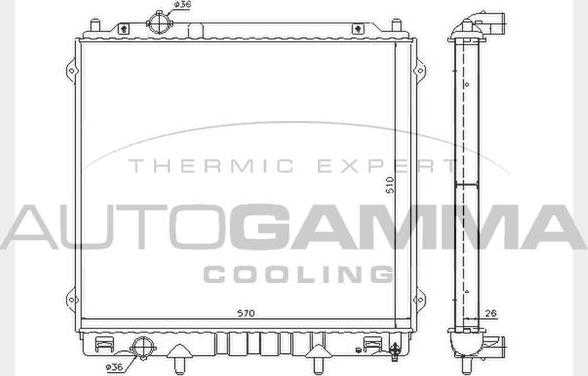 Autogamma 104645 - Radiators, Motora dzesēšanas sistēma www.autospares.lv