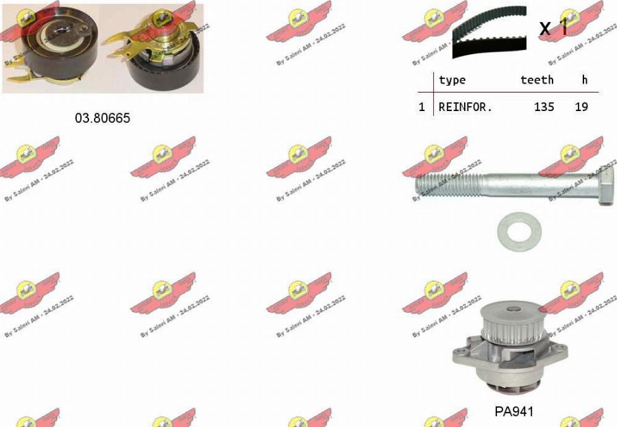 Autokit 04.5091PA - Водяной насос + комплект зубчатого ремня ГРМ www.autospares.lv