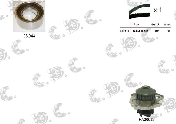 Autokit 04.5059PA - Водяной насос + комплект зубчатого ремня ГРМ www.autospares.lv