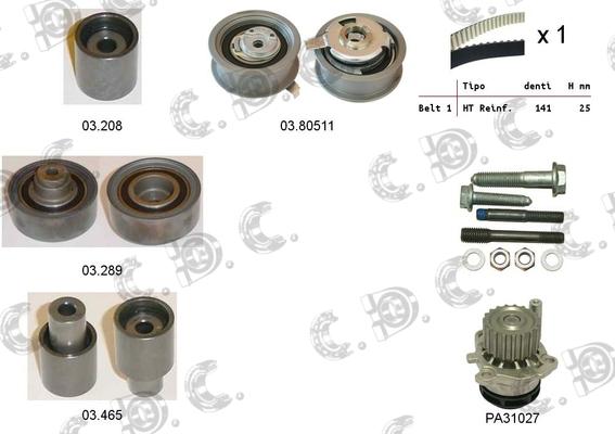 Autokit 04.5054PA - Водяной насос + комплект зубчатого ремня ГРМ www.autospares.lv