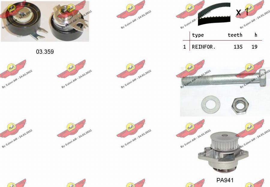 Autokit 04.5006PA2 - Водяной насос + комплект зубчатого ремня ГРМ www.autospares.lv