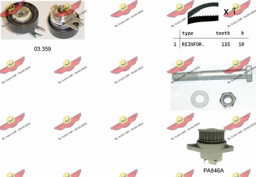 Autokit 04.5006PA - Водяной насос + комплект зубчатого ремня ГРМ www.autospares.lv